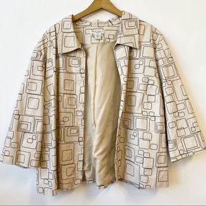 Telluride Clothing Co. Geometric Square Print Cream Jacket Women's Plus Size 3X